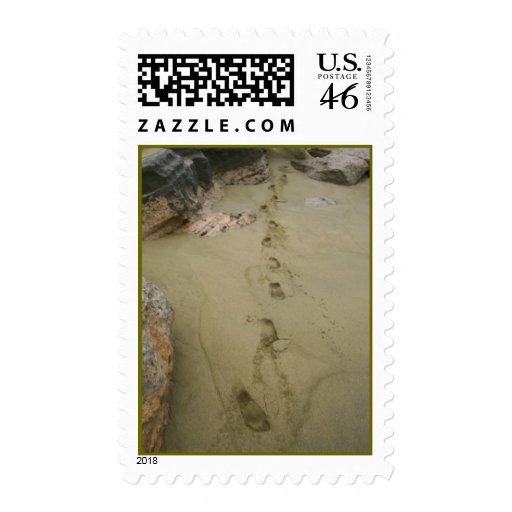 Footprints in Sand Postage Stamp
