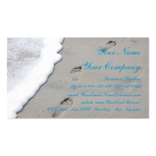 Footprints in the Sand - business card template (front side)