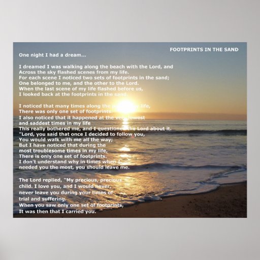 Footprints In The Sand Poster Zazzle