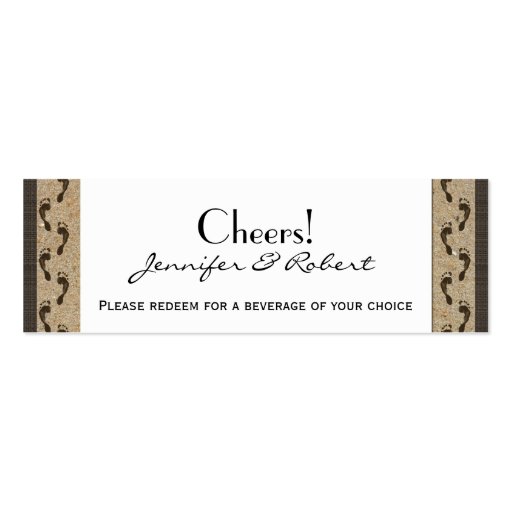 Footprints in the Sand Wedding Drink Tickets Business Card