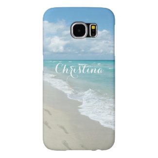 Footprints on Sand Beach Pretty Girly Personalized Samsung Galaxy S6 Cases