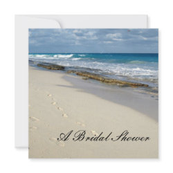 Footprints on the beach bridal shower invitations invitation