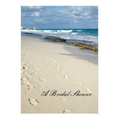 Footprints on the beach bridal shower invitations