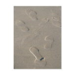 Footprints on the beach post card