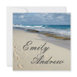 footprints on the beach wedding invitation