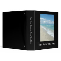 Footprints on White Sandy Beach, Scenic Aqua Blue 3 Ring Binder