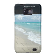 Footprints on White Sandy Beach, Scenic Aqua Blue Samsung Galaxy S Covers