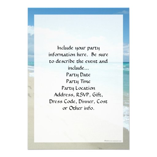 Footprints on White Sandy Beach, Scenic Aqua Blue Custom Announcements