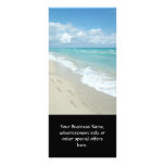 Footprints on White Sandy Beach, Scenic Aqua Blue Rack Cards