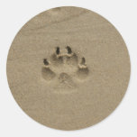 Footstep In Sand At France Round Stickers