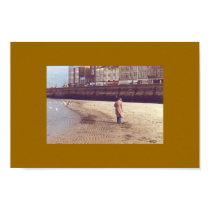 Footsteps in sand, Margate, Kent, England posters