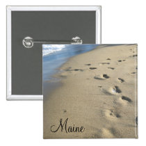 Footsteps on a sandy beach (Maine) buttons