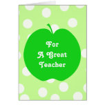 For A Great Teacher, Bright Green Apple. Card