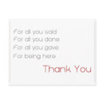 for all - thank you postcard