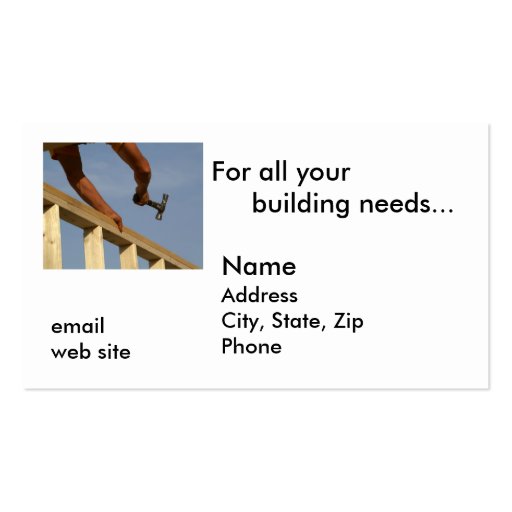 For all your building needs... business card template (front side)