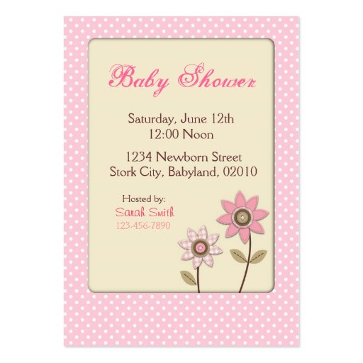 For Baby Girl Reminder Card Business Card Template (back side)