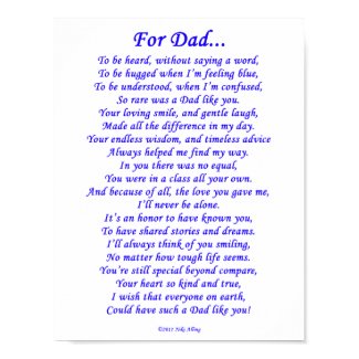 For Dad Memorial Poem print