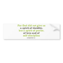 For God did not Give us a Spirit of Timidity Bumper Sticker