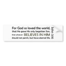For God So Loved (white, version 2) bumper stickers by experiencethebible For God So Loved (white, version 2) bumper stickers