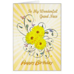 For Grandniece, birthday card with yellow flowers