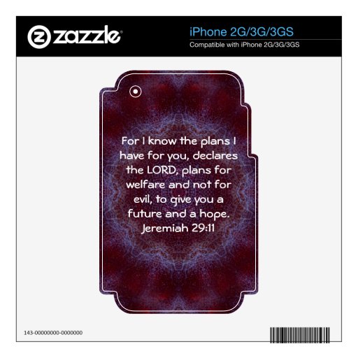 For I know the plans I have . Jeremiah 29:11 Skin For iPhone 3GS