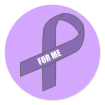 For Me (Purple Ribbon) Round Sticker