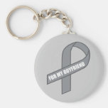 For My Boyfriend (Gray / Silver Awareness Ribbon) Keychains