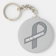 For My Daughter (Gray / Silver Awareness Ribbon) Key Chains