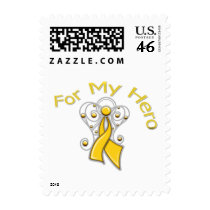 For My Hero Angel Ribbon Childhood Cancer Postage