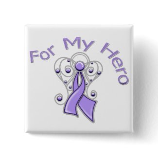 For My Hero Angel Ribbon General Cancer button