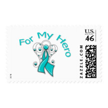 For My Hero Angel Ribbon Ovarian Cancer Postage Stamp