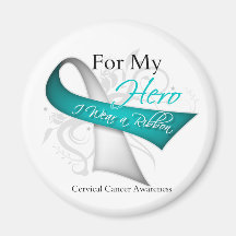 For My Hero I Wear a Ribbon Cervical Cancer Magnets