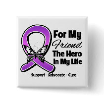 For My Hero My Friend - Purple Ribbon Awareness Pin