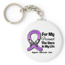 For My Hero My Friend - Purple Ribbon Awareness Keychain