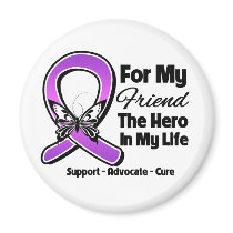For My Hero My Friend - Purple Ribbon Awareness Fridge Magnet
