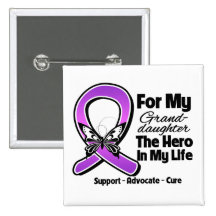 For My Hero My Granddaughter - Purple Ribbon Aware Pin