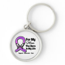 For My Hero My Mom- Purple Ribbon Awareness Keychains