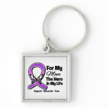 For My Hero My Mom- Purple Ribbon Awareness Key Chain