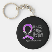 For My Hero My Mom- Purple Ribbon Awareness Key Chain