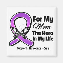For My Hero My Mom- Purple Ribbon Awareness Refrigerator Magnets