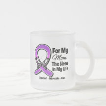 For My Hero My Mom- Purple Ribbon Awareness Coffee Mugs
