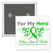 For My Hero Tribal Ribbon Traumatic Brain Injury Pin