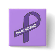 For My Husband (Purple Ribbon) Pinback Button
