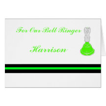 "For Our Bell Ringer" - Neon Green and Black Bell/ Greeting Cards