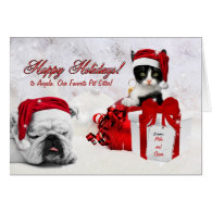for Pet Sitter at Christmas Cat and Dog Greeting Cards