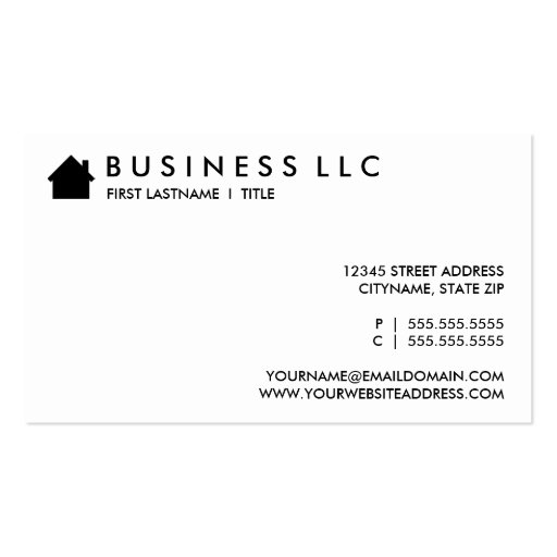 FOR SALE sign Business Card Template (back side)