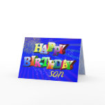 For son, Bright letters and bubbles birthday card