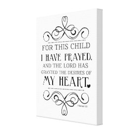 For This Child I Have Prayed Scripture Quote Gallery Wrapped Canvas
