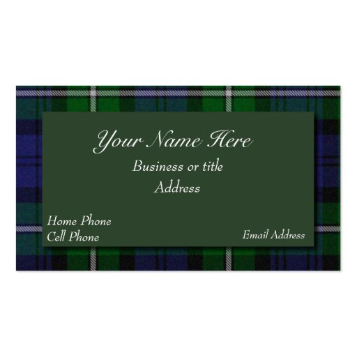 Forbes Scottish Tartan Plaid Business Card (front side)