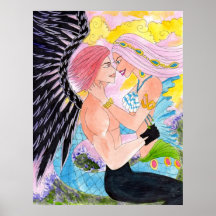 forbidden love angel mermaid poster